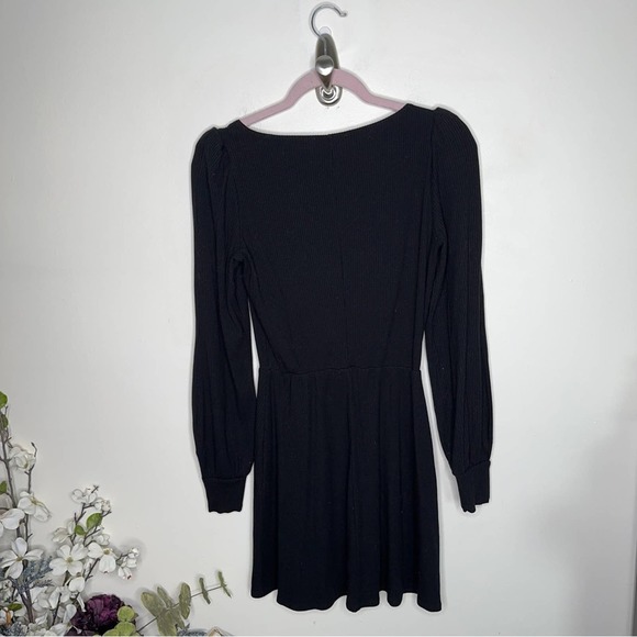 REFORMATION Black Ribbed Linah Dress {3E2} - Picture 3 of 5